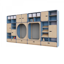 Детская стенка с местом для хранения и зонами отдыха из коллекции «НЕГА» (цвет голубой) - «globural.ru» - Севастополь